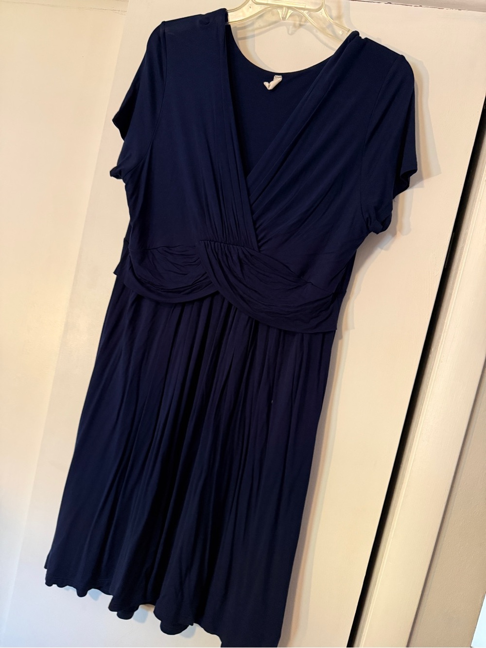 Navy Blue V-Neck Short Sleeve Dress